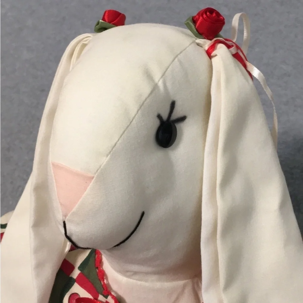 Easter Bunny Rabbit Plush Large Handmade Floppy Dress Cottage Fabric Country - Picture 4 of 11